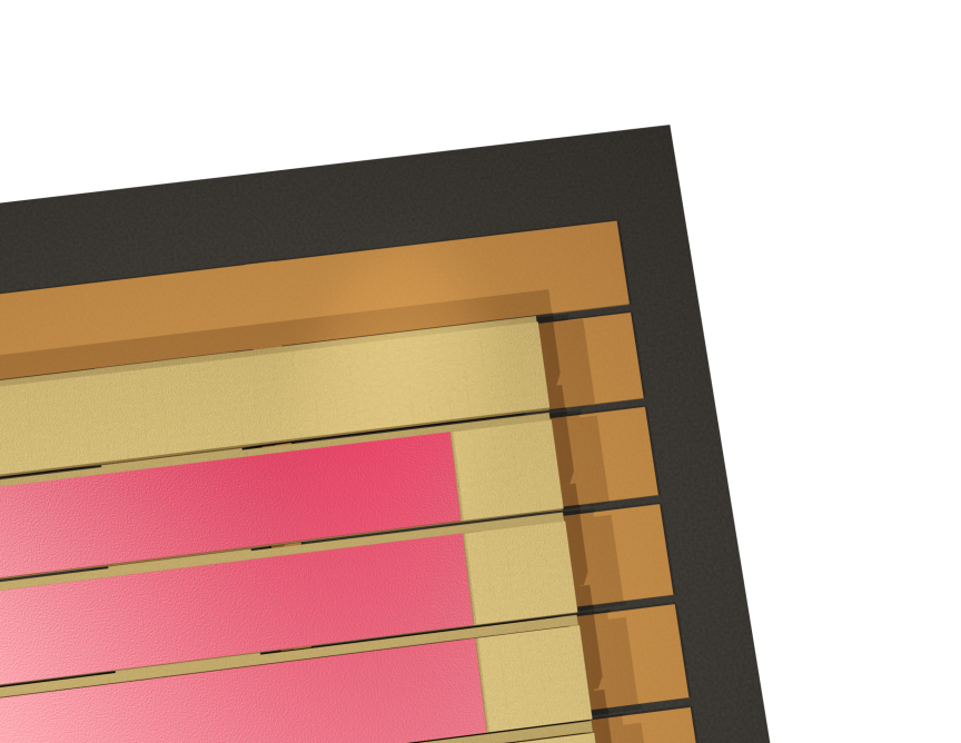 Schlitzplatte 32-4 G: Draufsicht auf die Schichten