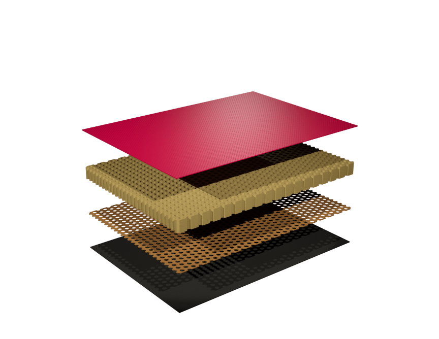 Nanolite 1,1 – 2,7 D: Schichtaufbau in Explosionsdarstellung