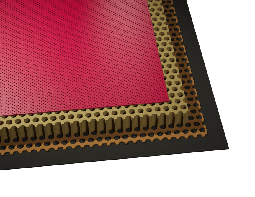 Nanolite 1,1 – 2,7 D: Schichten gestaffelt, Detail der Ecke