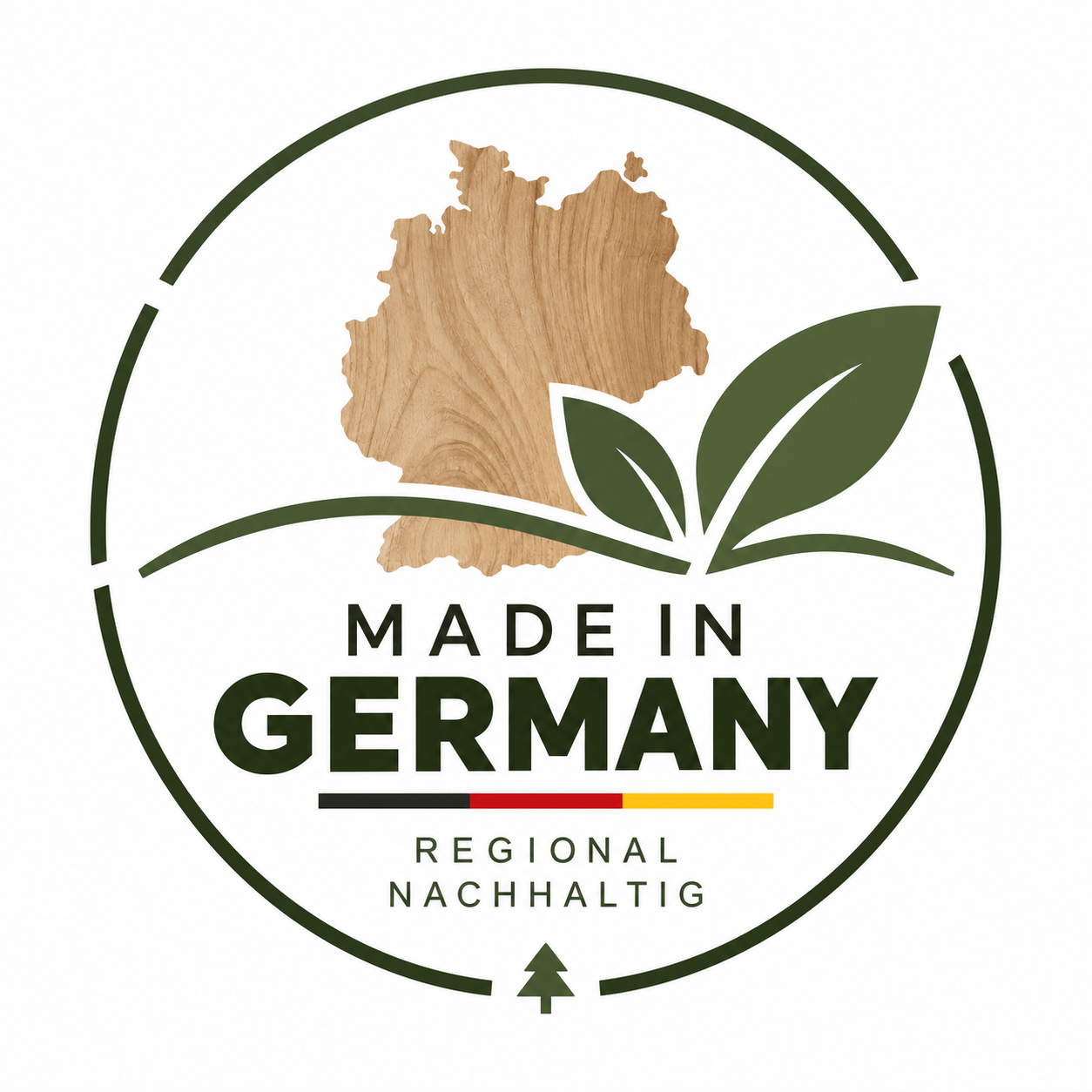 Das Logo zeigt "Made in Germany" mit Staudigel und nachhaltigen Akzenten.